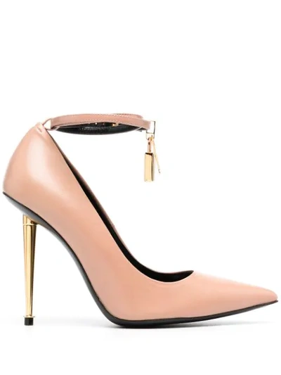 Tom Ford Padlock Leather Pumps In Neutrals