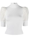 ALICE AND OLIVIA VOILE-PANELLED CREPE TOP