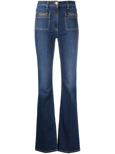 Elisabetta Franchi High-rise Flared Jeans In Dark Wash