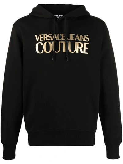 Versace Jeans Couture Logo-print Cotton Hoodie In Black