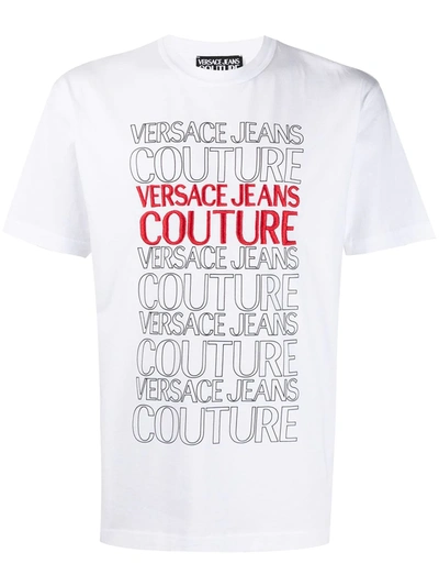 Versace Jeans Couture Logo印花圆领t恤 In White