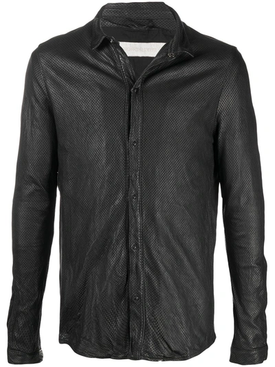 Giorgio Brato Perforated-detail Leather Shirt Jacket In Black