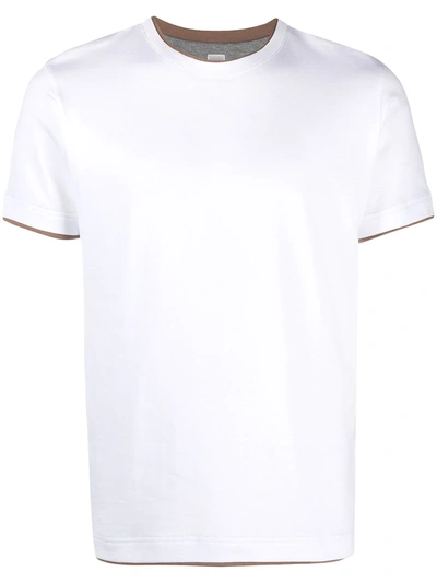 Eleventy Cotton Contrast-detail T-shirt In White