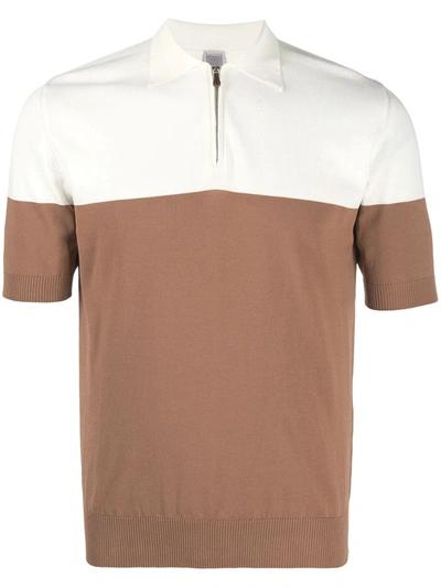 Eleventy Short-sleeve Colour-block Polo Shirt In Brown