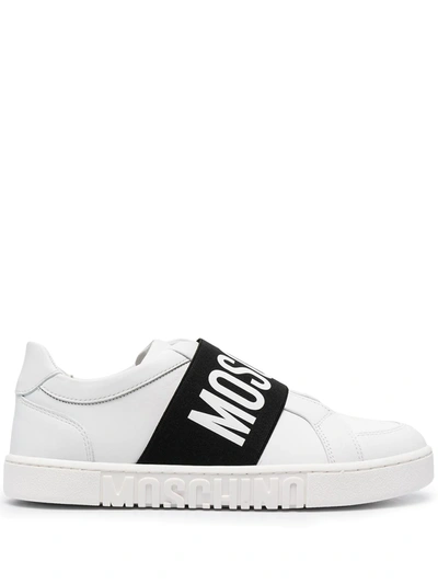 Moschino Logo-strap Low-top Sneakers In White