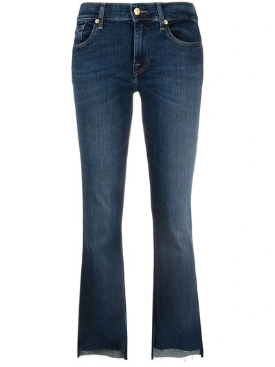 7 For All Mankind Cropped Flared Jeans In Blue