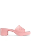 Gucci Pink Rubber Slide Sandals In Pink