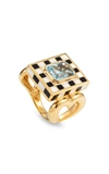 NEVERNOT 18K YELLOW GOLD LET'S PLAY CHESS RING