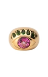 NEVERNOT READY TO SEE YOU 18K YELLOW GOLD TOPAZ; TSAVORITE RING