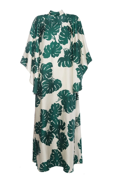 La Doublej Magnifico Monstera-print Silk-twill Dress