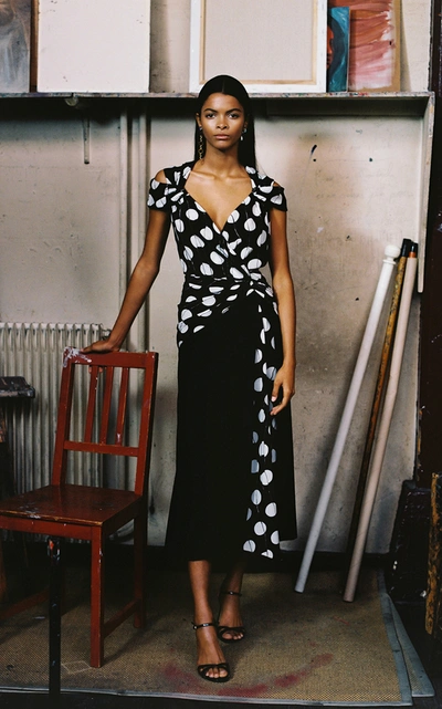 Alexandre Blanc Printed Silk Midi Dress In Multi