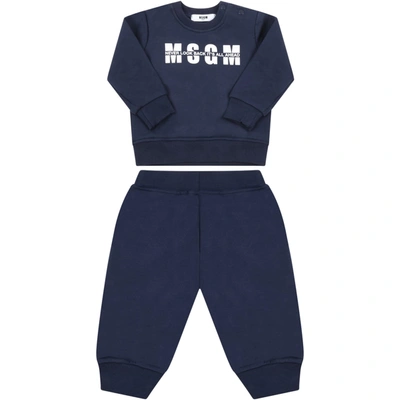 Msgm Blue Tracksuit For Babykids With Logo