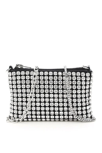 Alexander Wang Heiress Nano Crystal Mesh Pouch In White (silver)