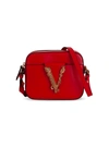 VERSACE LEATHER SHOULDER BAG WITH V VIRTUS,11702581