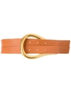 Bottega Veneta Horseshoe Buckle Double Strap Belt In Clay