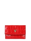 Alexander Mcqueen Skull Crocodile-embossed Cardholder In Red