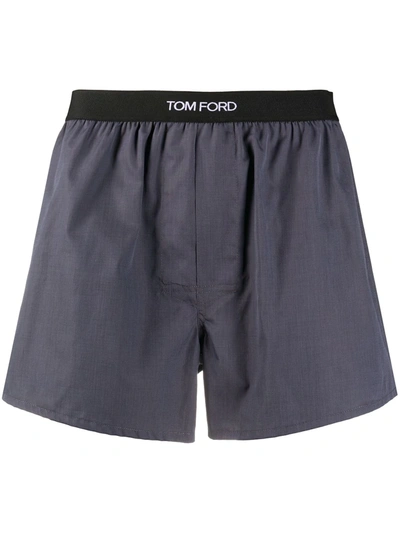 Tom Ford Logo Waistband Boxer Shorts In Grey