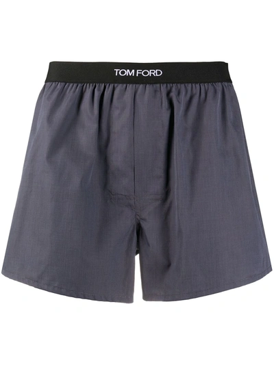 Tom Ford Logo Waistband Boxer Shorts In Gray