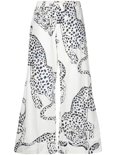 Desmond & Dempsey Leopard-print Pajama Trousers In Neutrals