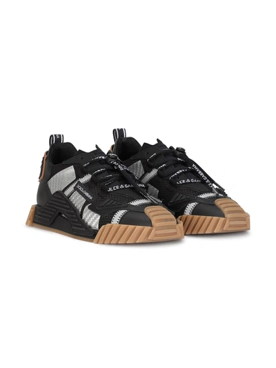 Dolce & Gabbana Kids' Multi-panel Design Trainers In Black