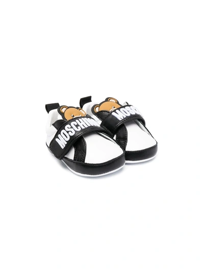 Moschino Babies' Teddy-motif Eco Leather Trainers In Nera