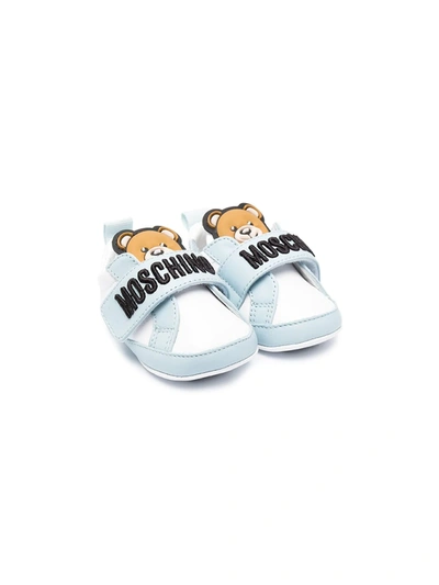 Moschino Babies' Logo-embroidered Leather Sneakers In White