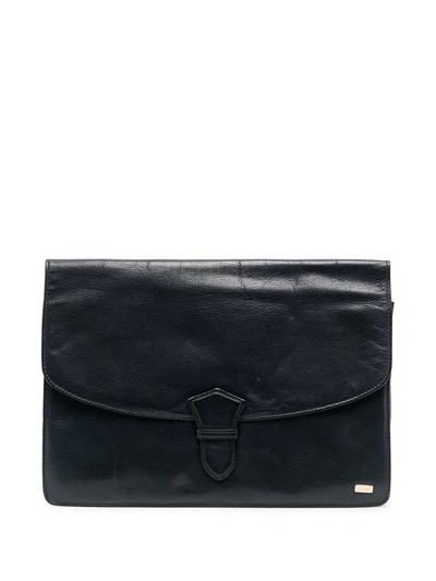 Pre-owned Celine  Flat Flap Clutch In Blue