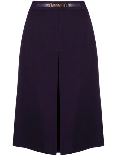 Pre-owned Celine  Belted A-line Skirt In Purple