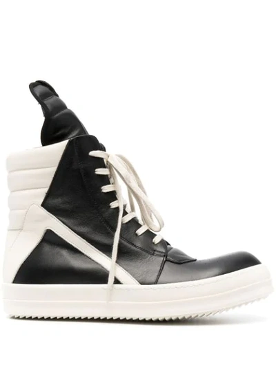 Rick Owens Geometric High-top Sneakers Unique Laces In Black