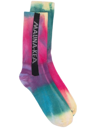 Mauna Kea Tie-dye Print Logo Socks In Pink
