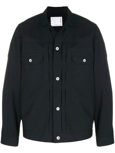 Sacai Zip-detail Cotton Jacket In Black