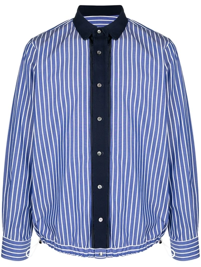 Sacai Striped Cotton Shirt In Blue