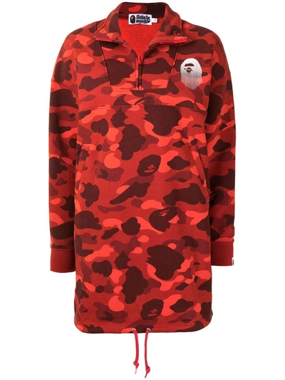 A Bathing Ape Camouflage-print Jersey Dress In Red
