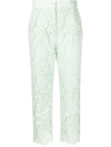 DOLCE & GABBANA CROPPED FLORAL-LACE TROUSERS