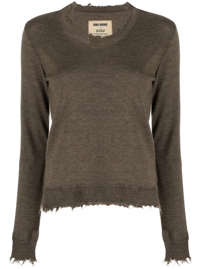 Uma Wang Distressed-finish Cashmere Sweater In Brown ModeSens