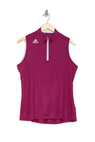 Adidas Golf Gradient Quarter Zip Sleeveless Polo Shirt In Powber