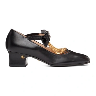Gucci Bonny Crystal & Chain Embellished Bow Pump In Black