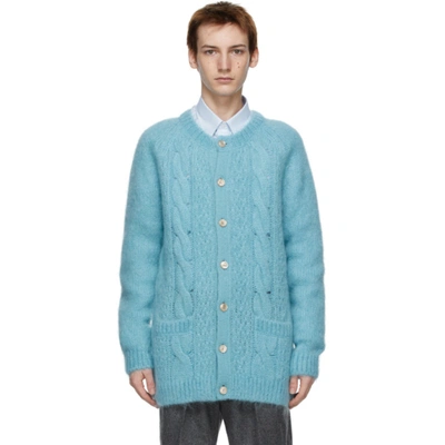 Gucci Blue Mohair Gg Cardigan In 4465 Azure
