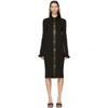 BOTTEGA VENETA BROWN WOOL & LEATHER CHUNKY DRESS