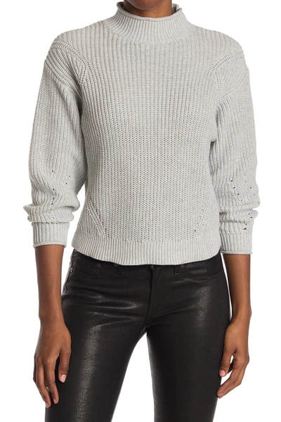 Abound Easy Stitch Ribbed Knit Mock Neck Sweater In Grey Light Heather