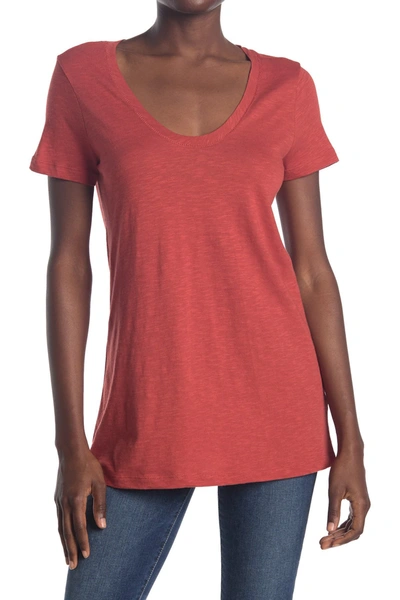 Susina Scoop Neck Slub T-shirt In Rust Spice