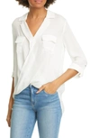 L Agence L'agence Phoenix Surplice Silk Shirt In Ivory