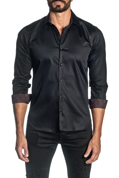 Jared Lang Woven Trim Fit Shirt In Black