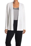 Eileen Fisher Ribbed Knit Boxy Cardigan In White