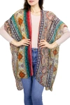 JUST JAMIE STONE EMBELLISHED MIXED MEDIA KIMONO,191019017513