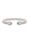 Meshmerise Blue Topaz Mesh Cuff Bangle In White