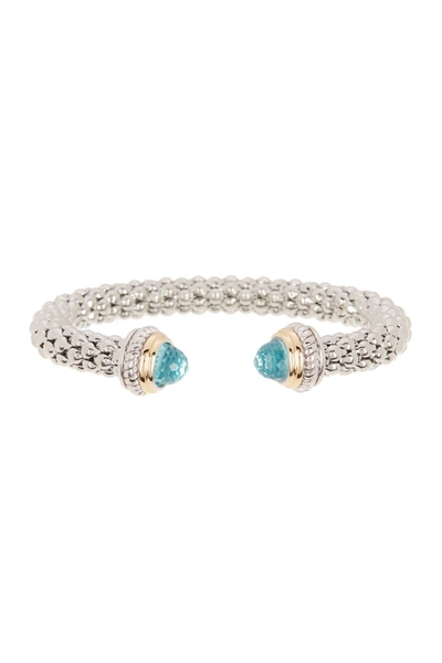 Meshmerise Blue Topaz Mesh Cuff Bangle In White