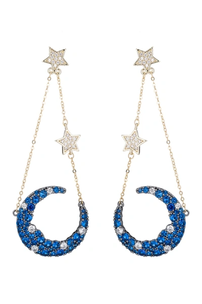 Eye Candy Los Angeles Nevaeh Cz Crystal Star Moon Drop Earrings In Gold