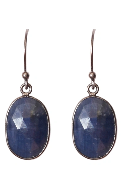 Adornia Sterling Silver Oval Cut Dangle Blue Sapphire Earrings