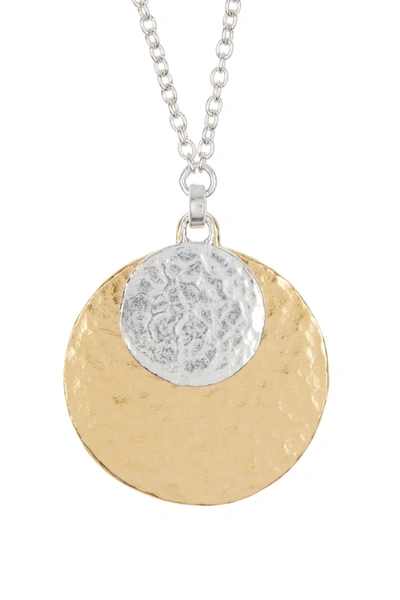 Gurhan 24k Gold Vermeil Lush Necklace Hammered Double Disc Pendant In Silver
